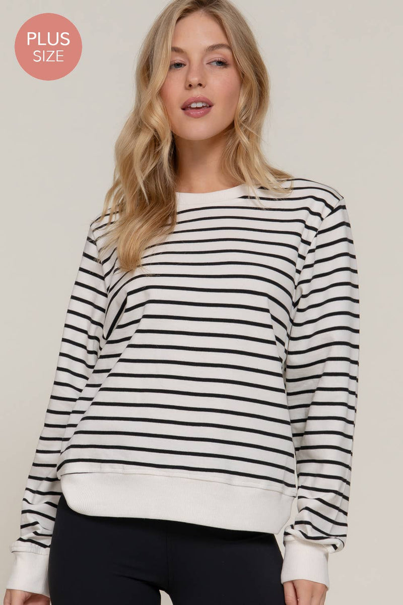 Long Sleeve Crew Neck Striped Sweatshirt