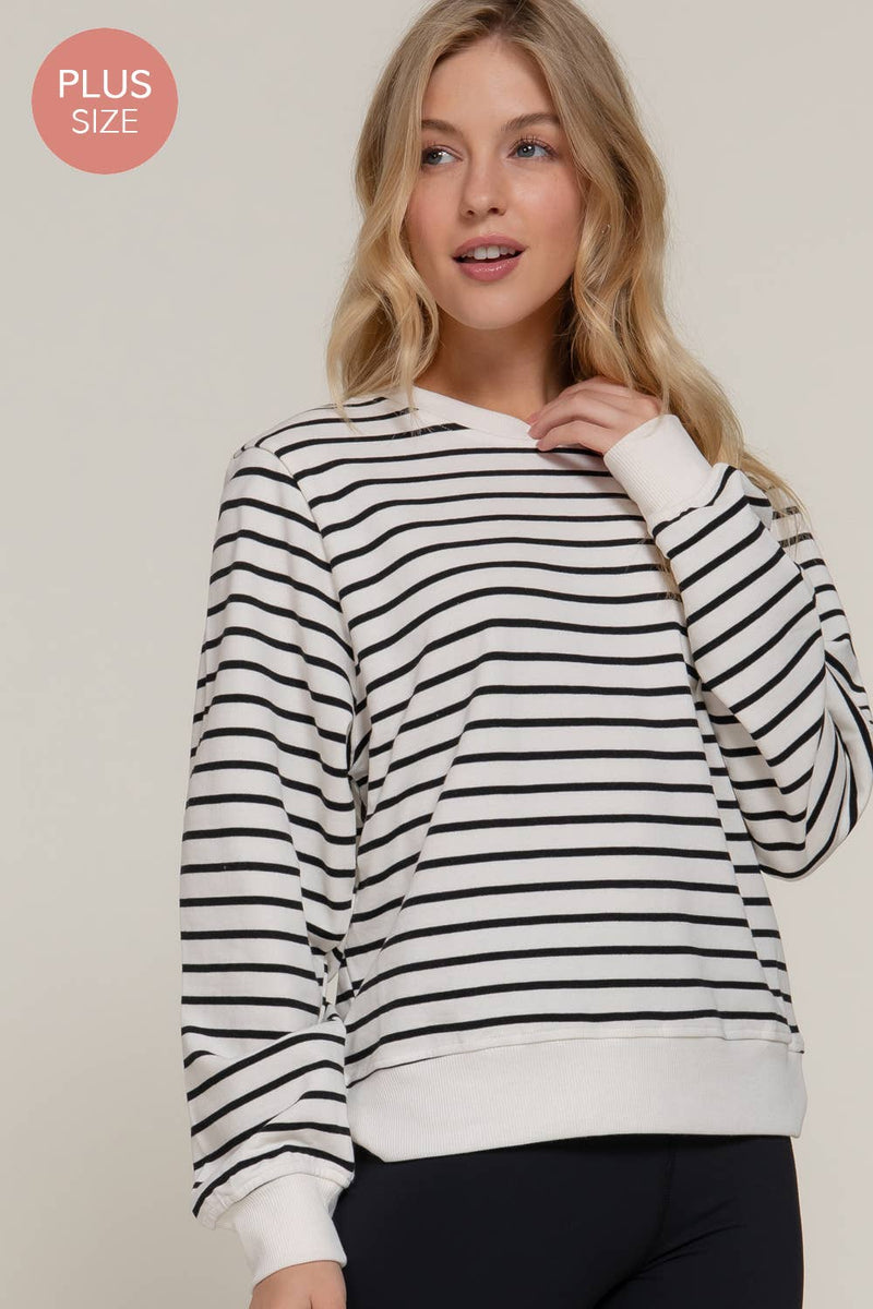 Long Sleeve Crew Neck Striped Sweatshirt