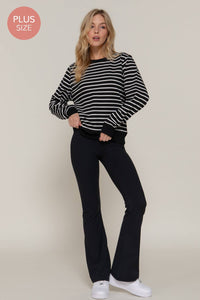 Long Sleeve Crew Neck Striped Sweatshirt