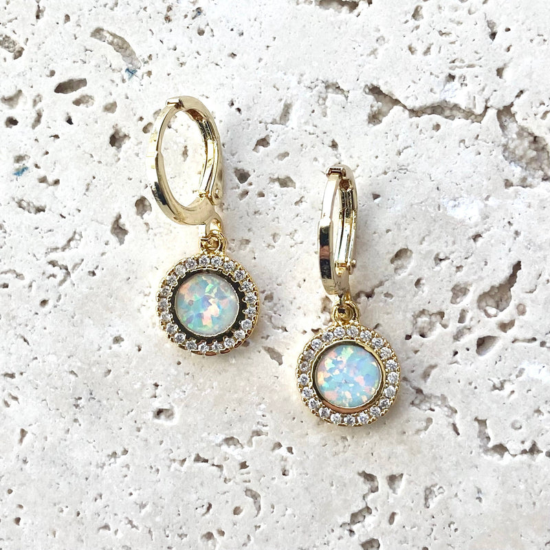 Genuine white opal tiny earrings