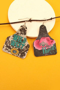 Western Print Leather Earrings