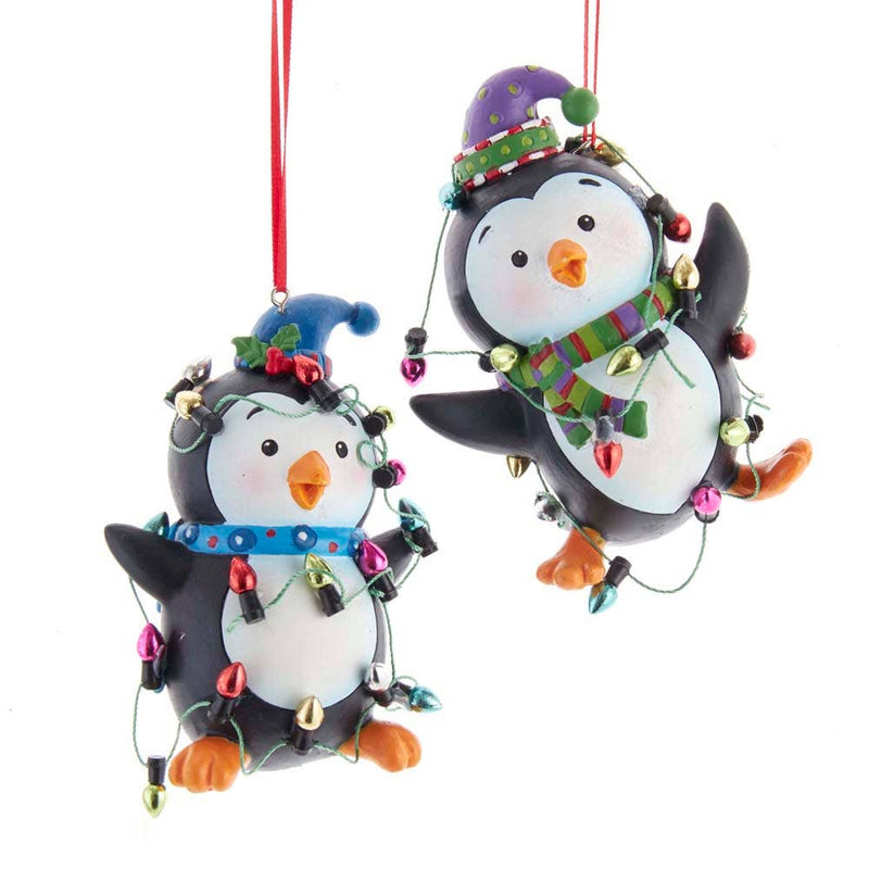 3.6"Resin Penguins W/Lights Ornament 2/A