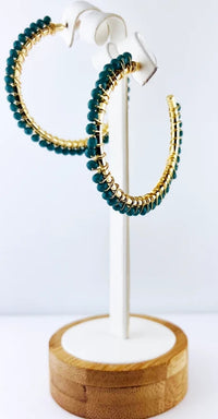 Bead Multiple color Circle C hoop Earring~2.jpg