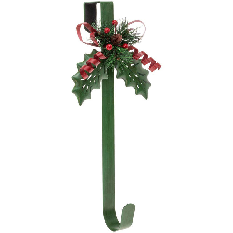 Green Holly Leaf Christmas Wreath Door Hanger