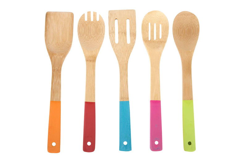 5Pc Colorful Bamboo Utensil Set