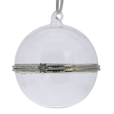 Clear Glass Keepsake Box Ornament - Sphere