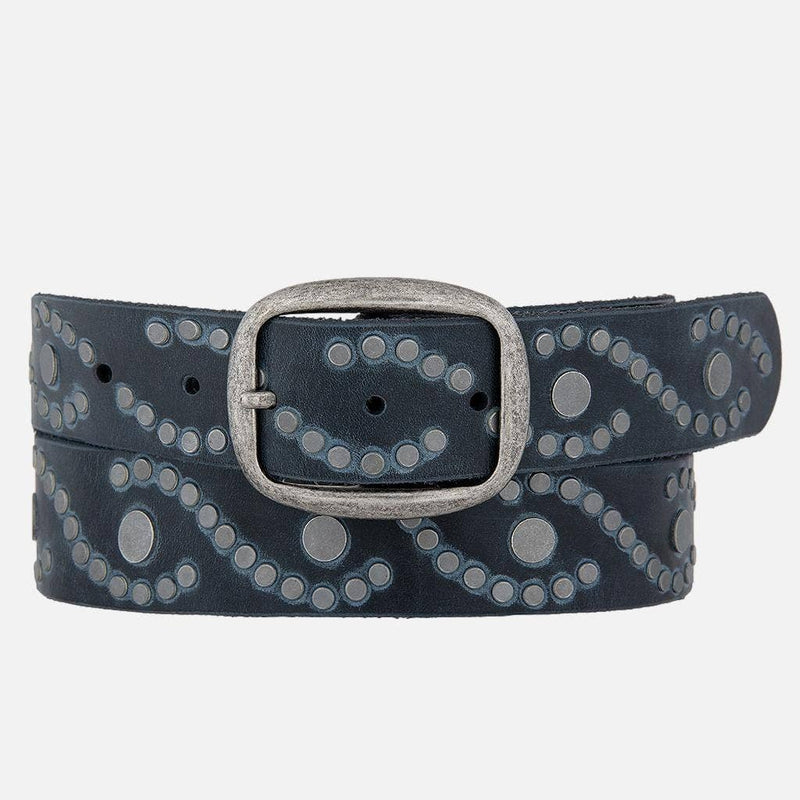 Women's Studded Leather Belt | Antique Silver