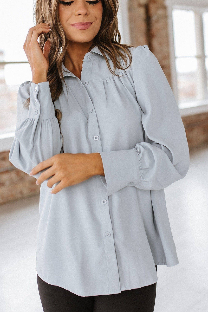 Jaelyn Pleated Blouse Pale Blue